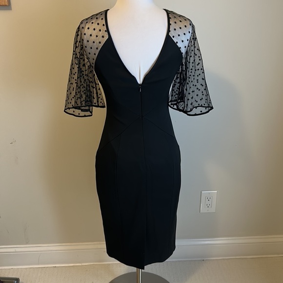 Karen Millen Black Mesh Swiss Dot Sleeve Dress - Picture 3 of 10